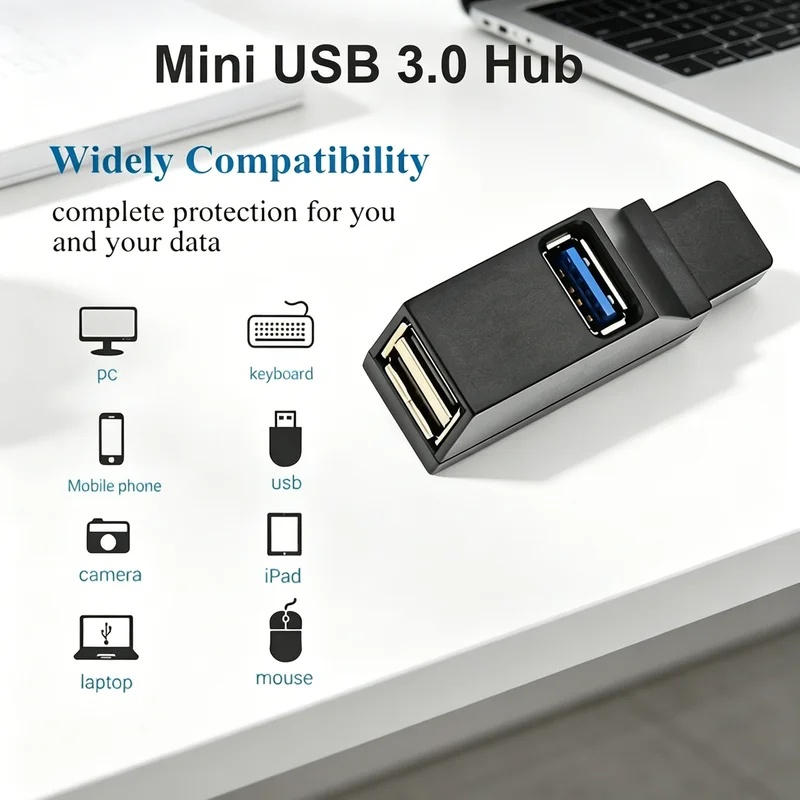 Laptop Accessories And Gadgets - USB 3.0 2.0 Rotatable 3 Ports