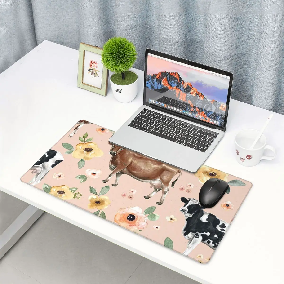Large Mouse Pad Cow Floral On  - đánh giá và giá Yellow Laptop Accessories