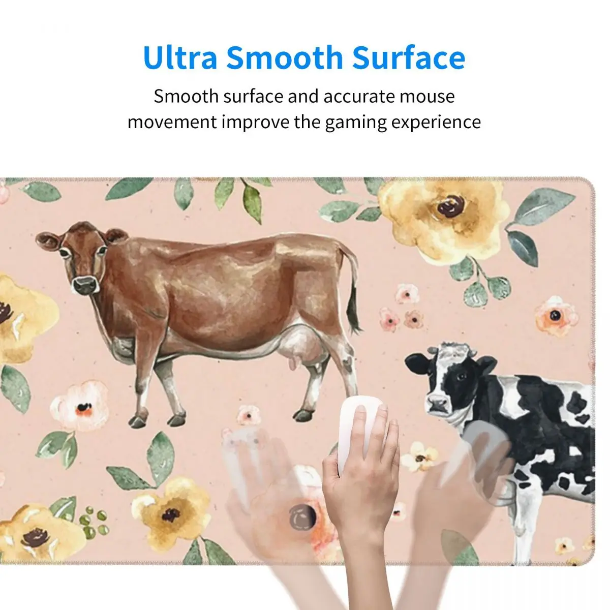 Large Mouse Pad Cow Floral On  - đánh giá và giá Yellow Laptop Accessories